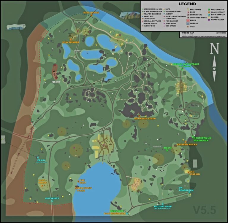 Woods Map Tarkov 2024 - Allyn Benoite
