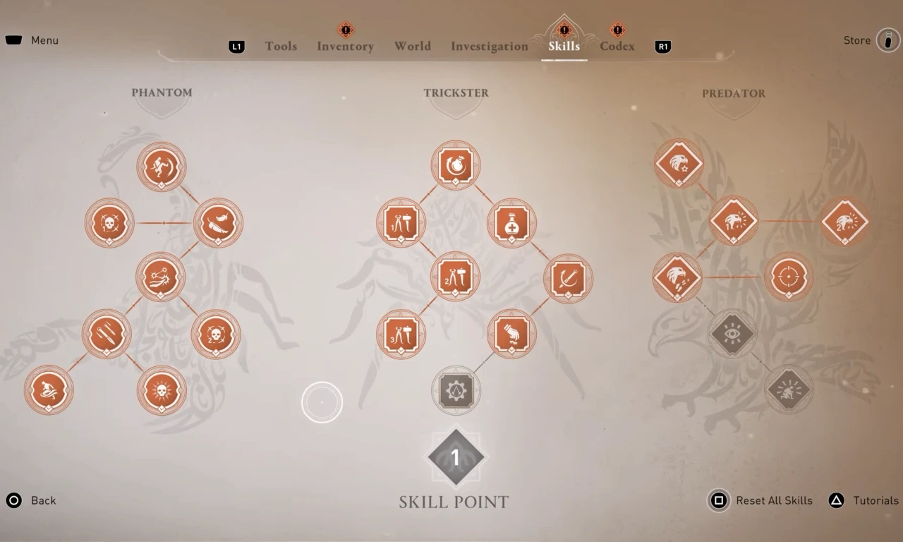 Skills Points Menu Assassin's Creed Mirage