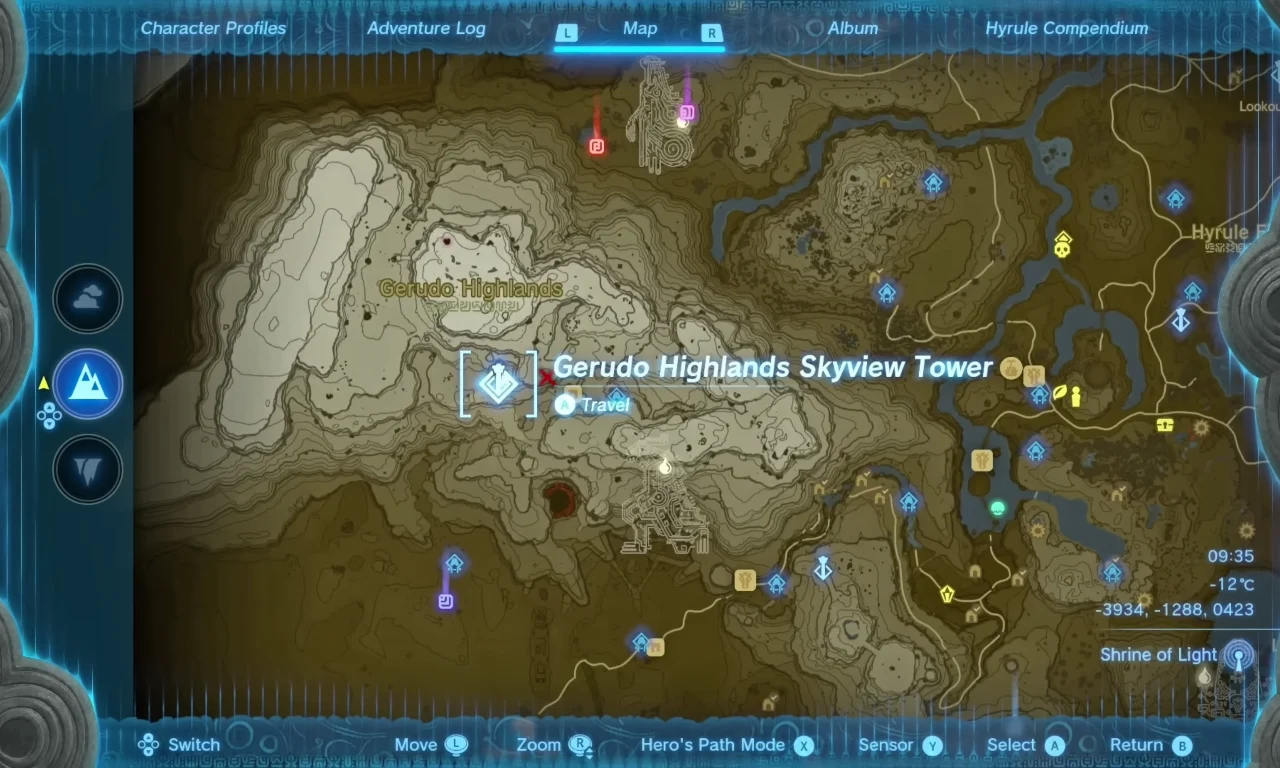 Zelda: Tears of the Kingdom Gerudo Highlands Skyview Tower Map Location
