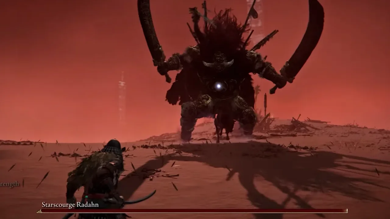 Fight with Starscourge Radahn at festival alongside Blaidd in Elden Ring