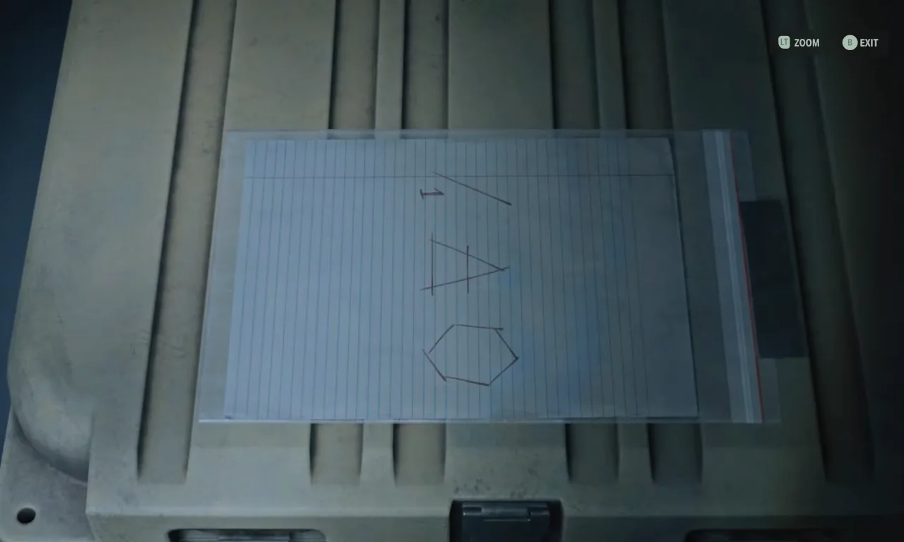 Paper with a secret code on the Sheriff Station cult stash.