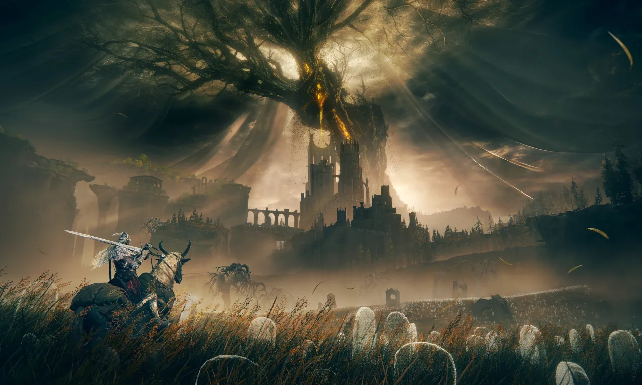 In-game screenshot of Shadow of the Erdtree's expansive and vertical landscape