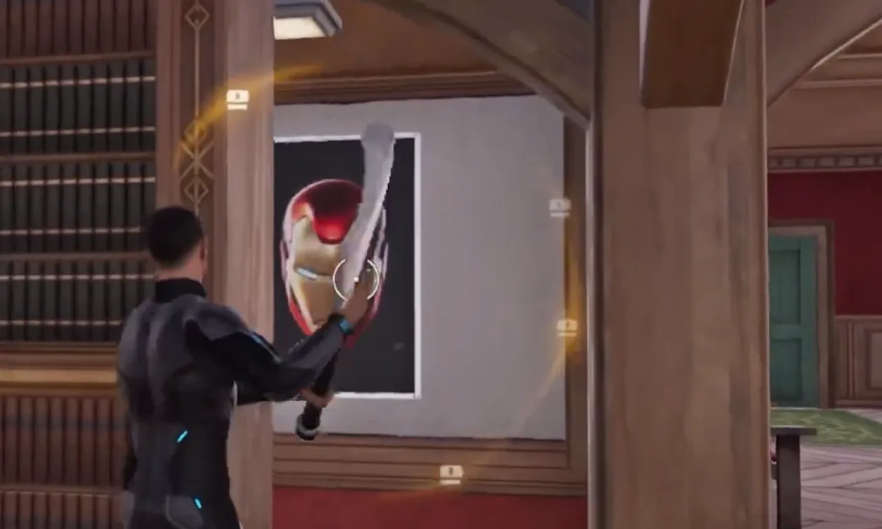 Broken the bookcase with axe to enter Iron Man Bunker in Fortnite.