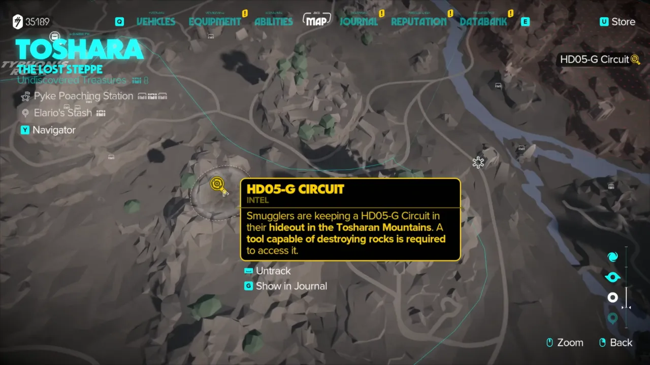 Star Wars Outlaws HD05-G Circuit exact location on the map.