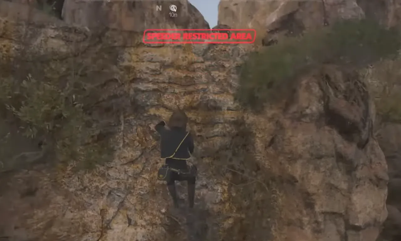 Kay climbing the wall in Star Wars Outlaws