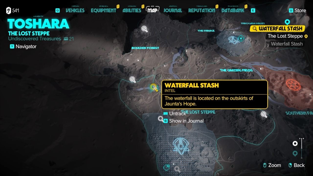 Star Wars Outlaws Waterfall Stash Location on map