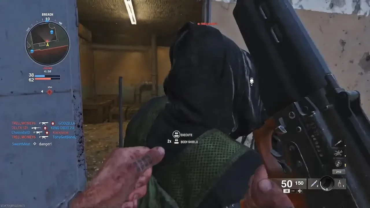 Image showing melee key action to grab enemy from behind to use as Body Shield in Black Ops 6