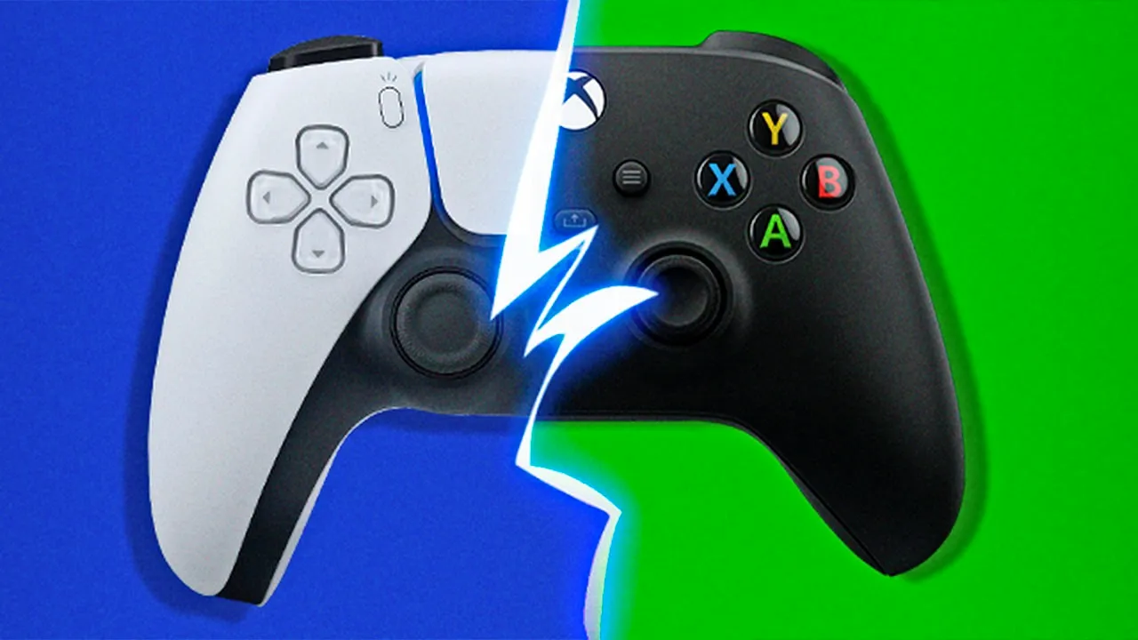 PlayStation 5 vs Xbox Series X/S controllers in half