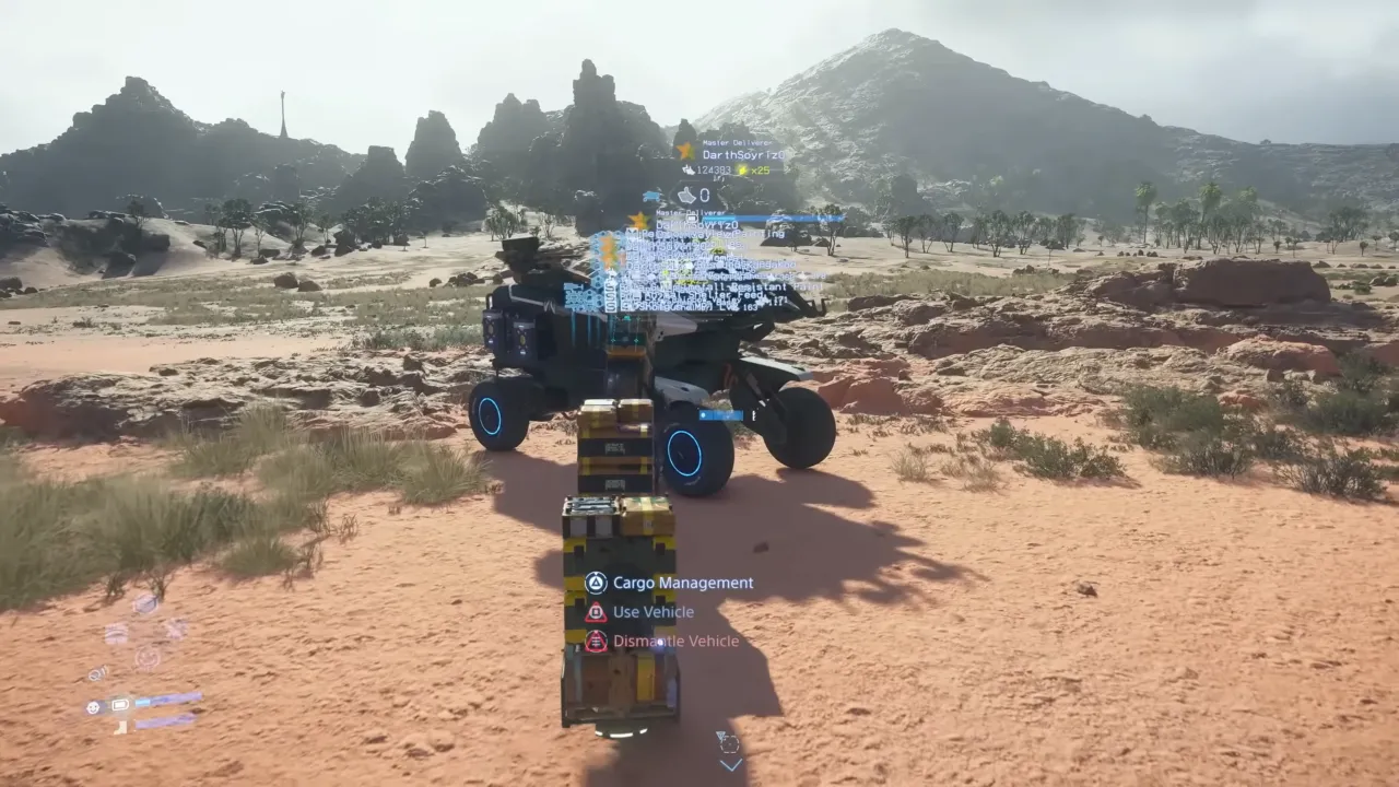 Sam loading cargo on vehicle in Death Stranding 2
