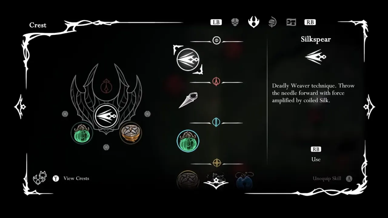 Using a Memory Locket to level up Crest in Silksong