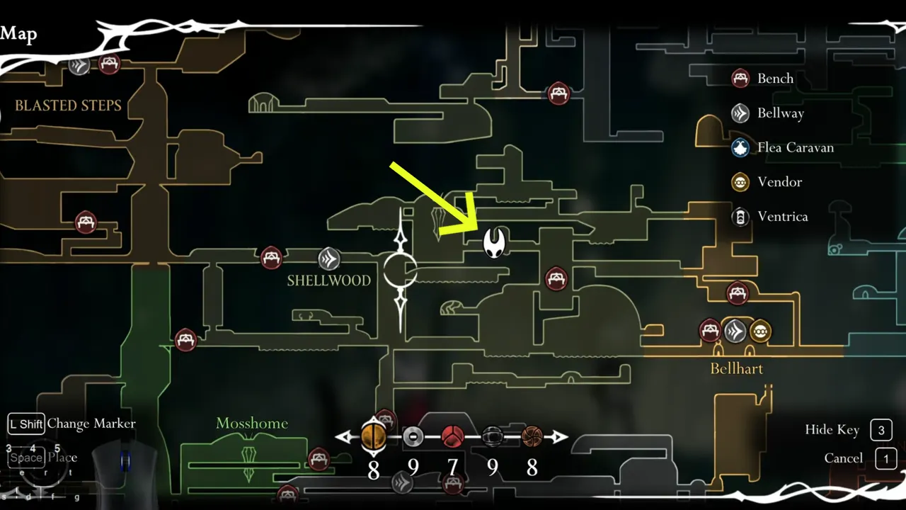 Seth Shellwood location marked on map - Hollow Knight Silksong