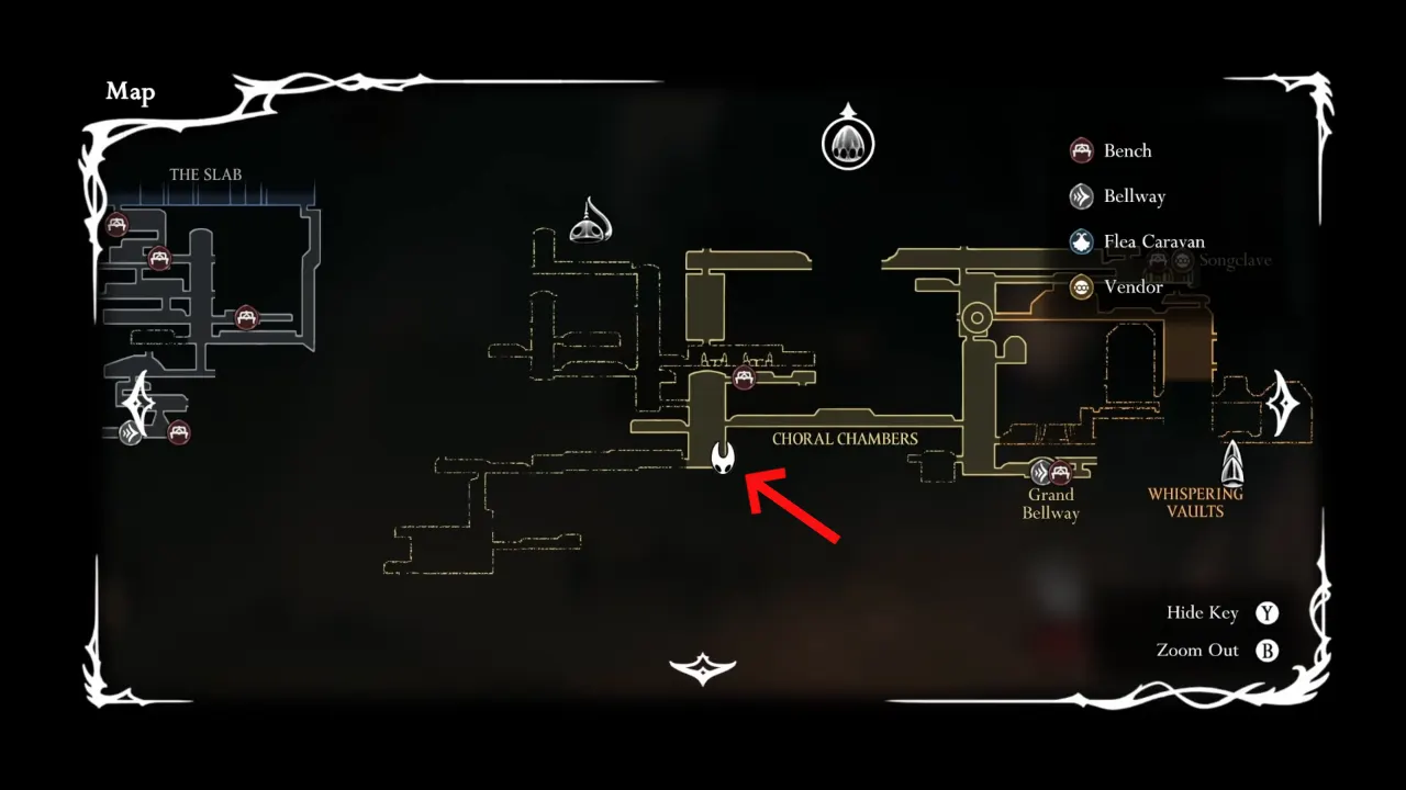 White lock marked location on map to use White Key to unlock lift - Hollow Knight Silksong