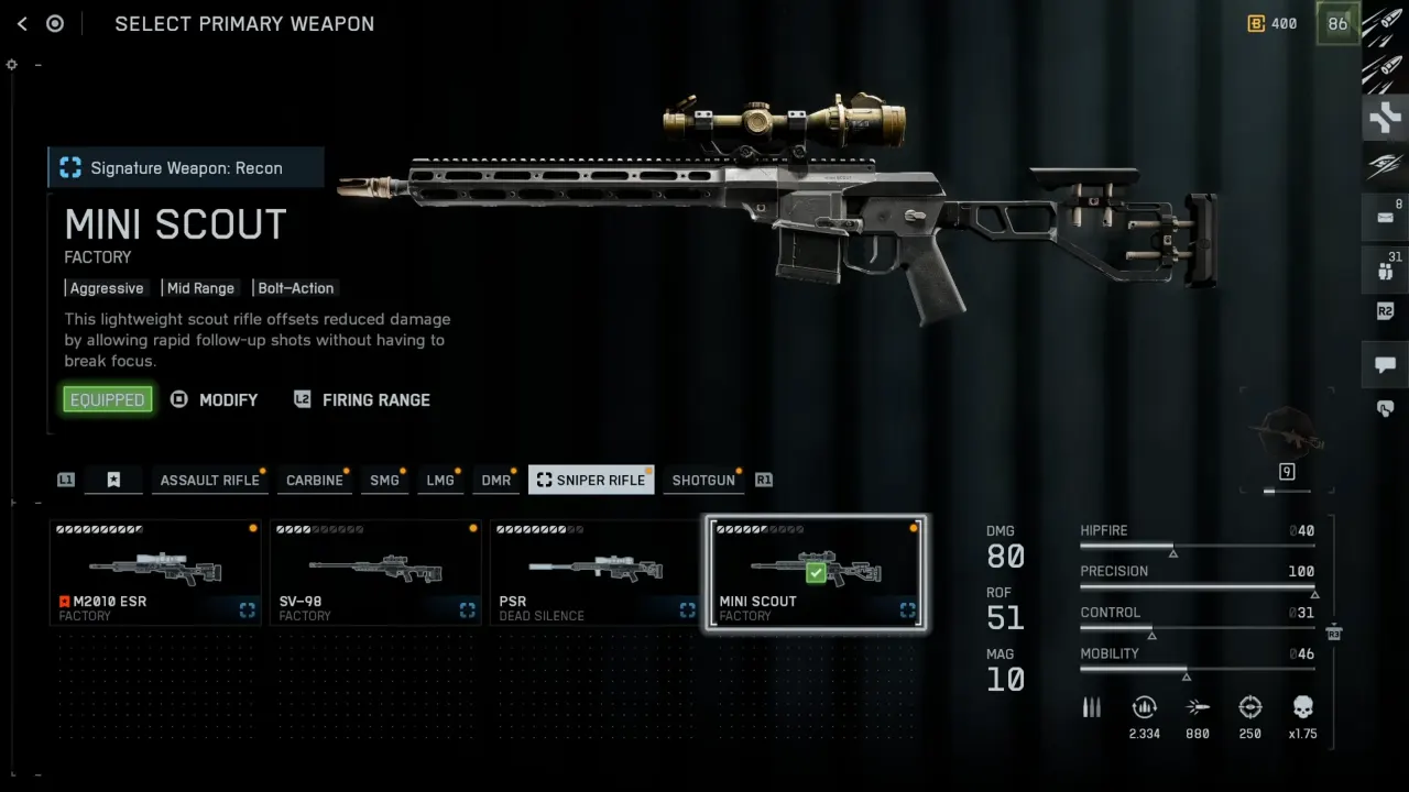 Battlefield 6 Mini Scout Sniper Rifle 