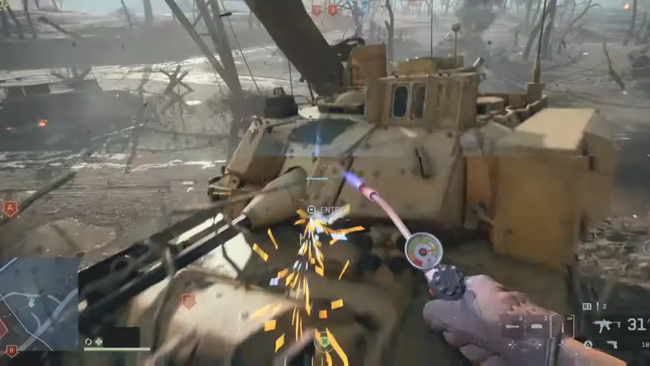 Battlefield 6 tank repair using Repair Tool